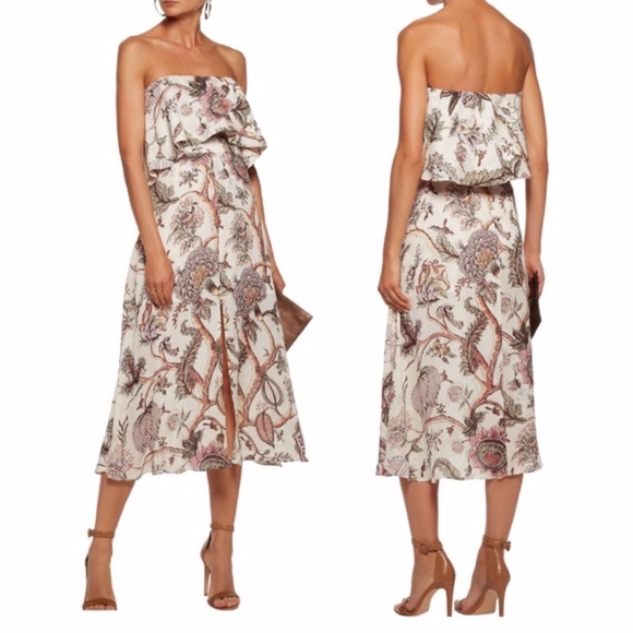 Zimmermann Strapless Floral 100%Silk Midi Dress - Picture 4 of 13